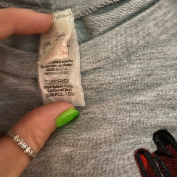 Cute Christmas reindeer Buffalo plaid color block shirt. - Picture 2 of 2